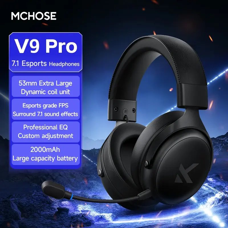 Fone de ouvido MCHOSE V9 Pro 2 com microfone, três modos, Bluetooth, sem fio, para computador, PC, gamer, acessórios, V9 Pro MCHOSE - 1