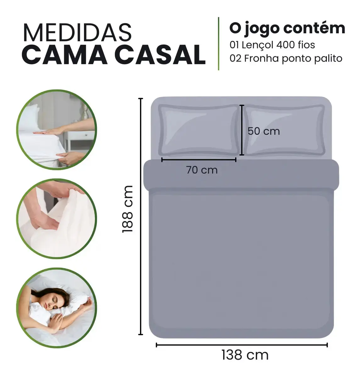 Jogo de Lençol Casal 3 Peças 400 Fios Micropercal Azul-marinho Elástico thumbnail 5