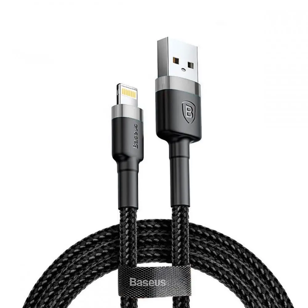 Cabo de carregamento e cabo de transferência de dados da série Baseus Cafule, USB-A e Lightning 1.5 A, 2 Meter, cinza - preto - 1