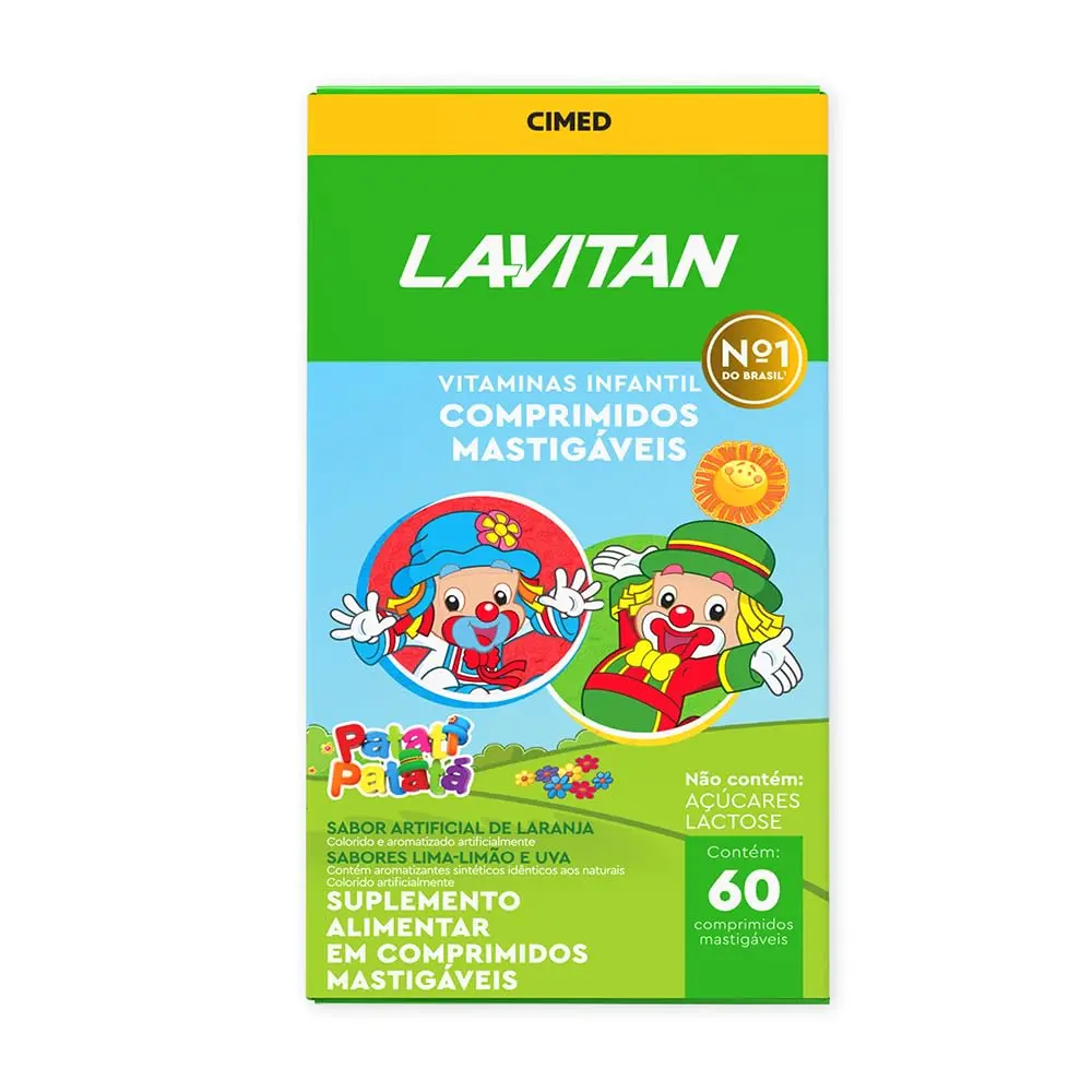 Vitamina Infantil Mastigável Tutti Frutti, Uva+Limão, Lavitan, 60 cápsulas - 1