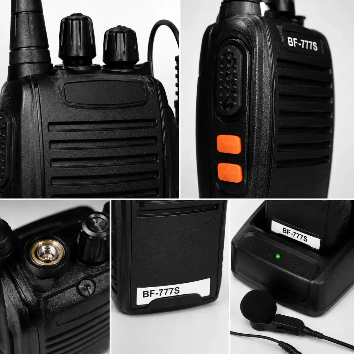 Kit 2 Rádios Comunicadores Bf-777s Alta Performance Walkie Talkie Profissional Esportivo Sem Fio Alta Segurança Comunicação Show Eventos 400 ~ 470mhz 16ch Ht Walk Talk thumbnail 7