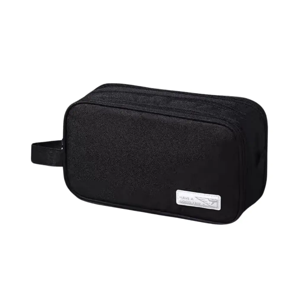 Necessaire Organizadora Unissex Impermeável Bolsa de Viagem Multiuso com 3 Divisórias para Higiene Pessoal, Cosméticos e Acessórios Compacta e Versátil Uso Diário Executiva (Preto)