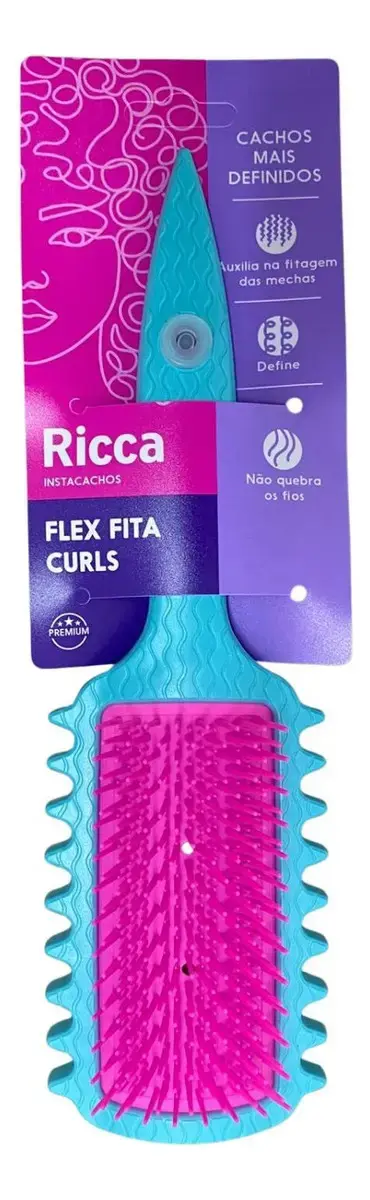 Escova Flex De Fitagem Ricca Curls Cachos Mais Definidos Cor Azul E Rosa - 1