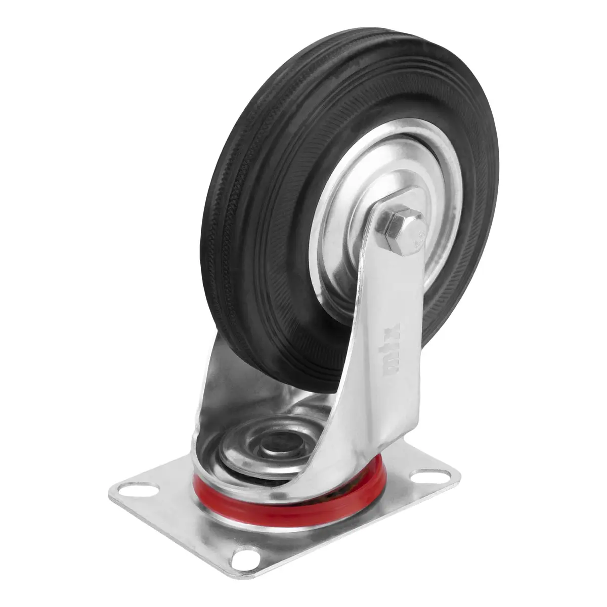 Rodizio Giratrio De Borracha Preta D-125 Mm, Suporte Para Plataforma De Até 100 Kg Mtx - 1