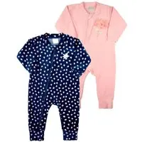 Infantil - Macacao Plush Kit 2 Macacão Flores Ziper Sem Pezinho - 1