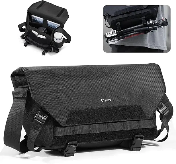 ULANZI Sling Camera Case com suporte para tripé, bolsa de ombro tática para câmera pequena e compacta para câmeras DSLR/SLR/sem espelho, bolsa à prova d'água para corpo cruzado