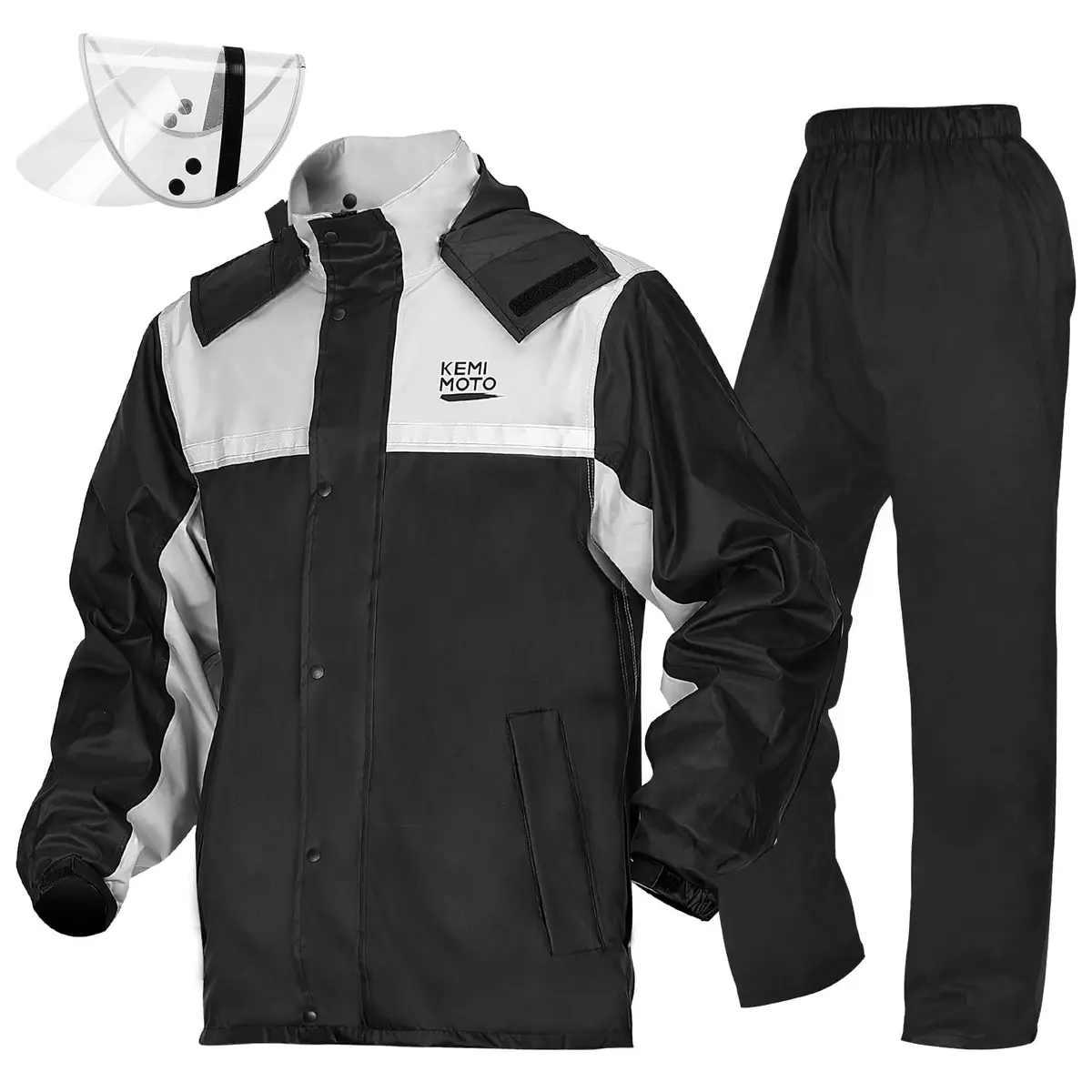 KEMIMOTO Roupa de chuva para homens, capa de chuva para motocicleta, impermeável, protetora, com calça, 2 peças, respirável, ao ar livre