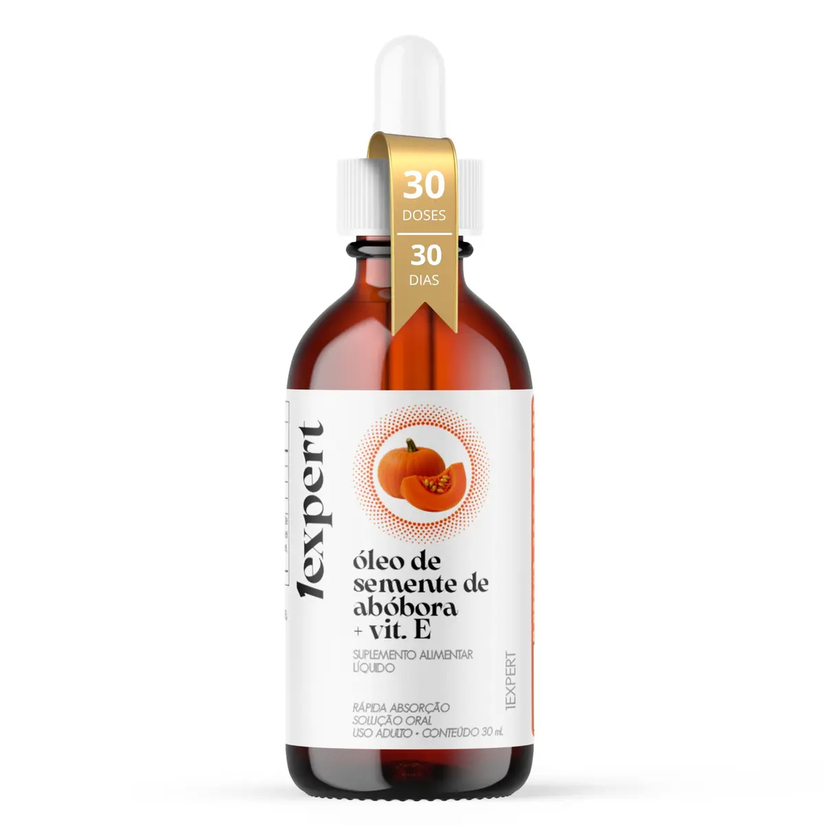 1EXPERT® - Óleo de Semente de Abóbora + Vitamina E 30 ml - Suplemento Alimentar em Gotas - Fórmula Líquida, Uso Adulto (19+), Qualidade 1EXPERT®