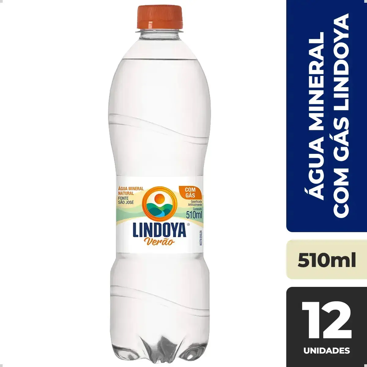 Água Mineral Lindoya Verão Tradicional 510 ml c/Gás Kit com 12 unidades