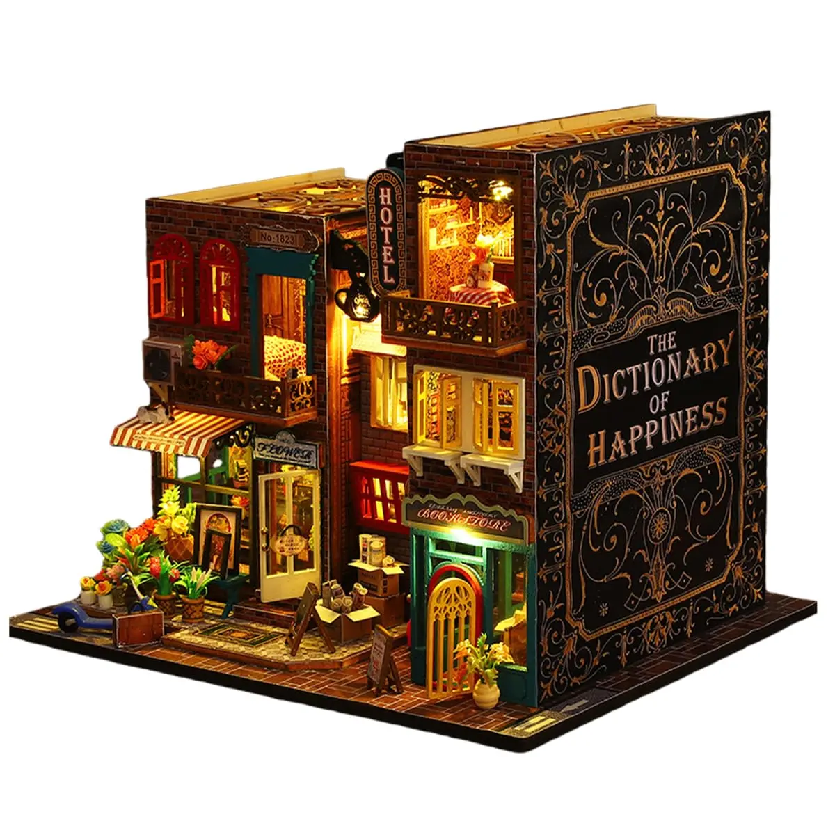 Kit DIY Criativo de Casa Miniatura - Modelo Feira de Scarborough com Mobília e Acessórios, Adequado para Crianças a Partir de 14 Anos - 1
