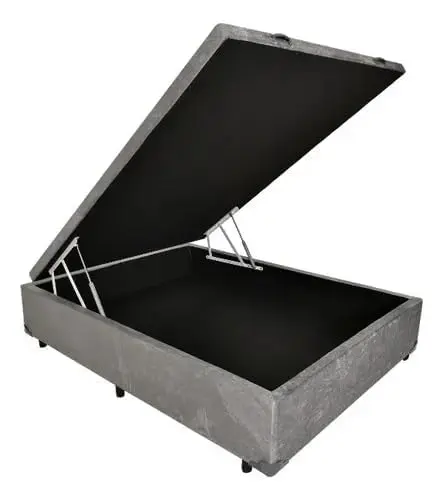 Cama Box Baú Casal Blindado Diversas Cores - (138x188x42) (Suede Cinza)