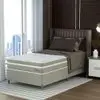 cama box solteiro king com colchão milani mola verticoil bege - 1