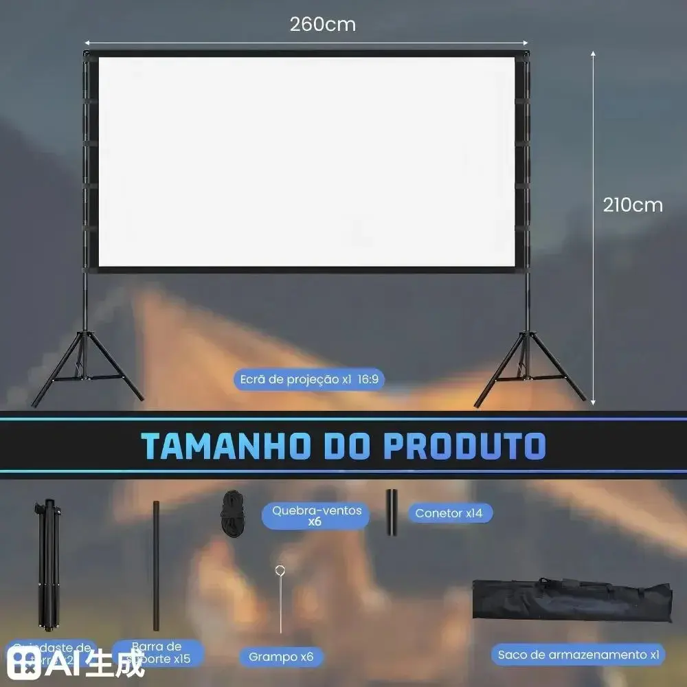 Tela Projeção Szr 120 Portátil Hd 4k Com Tripé thumbnail 2