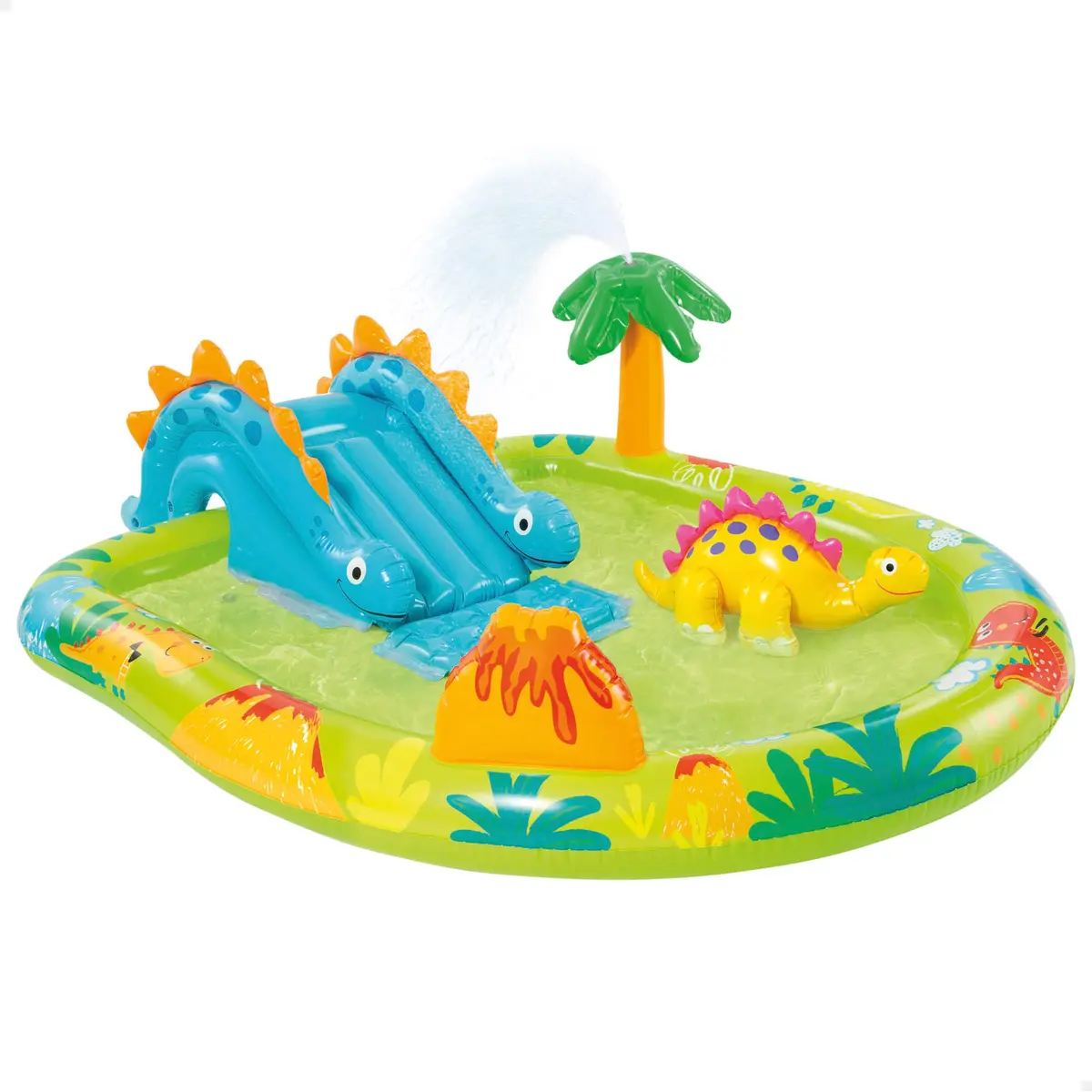 INTEX Piscina Infantil Inflável Playground Dinossauro 143 Litros com Escorregador e Jato de Água - Oval