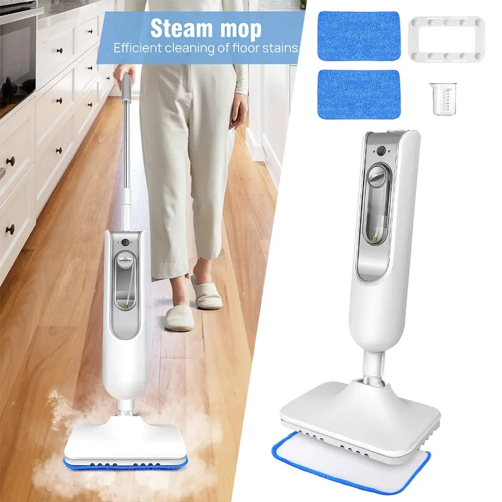 Esfregão a vapor elétrico de 2000W com tanque de água de 400ml, aquecimento rápido, alta saída de vapor, limpa todos os tipos de pisos e janelas, carpetes.