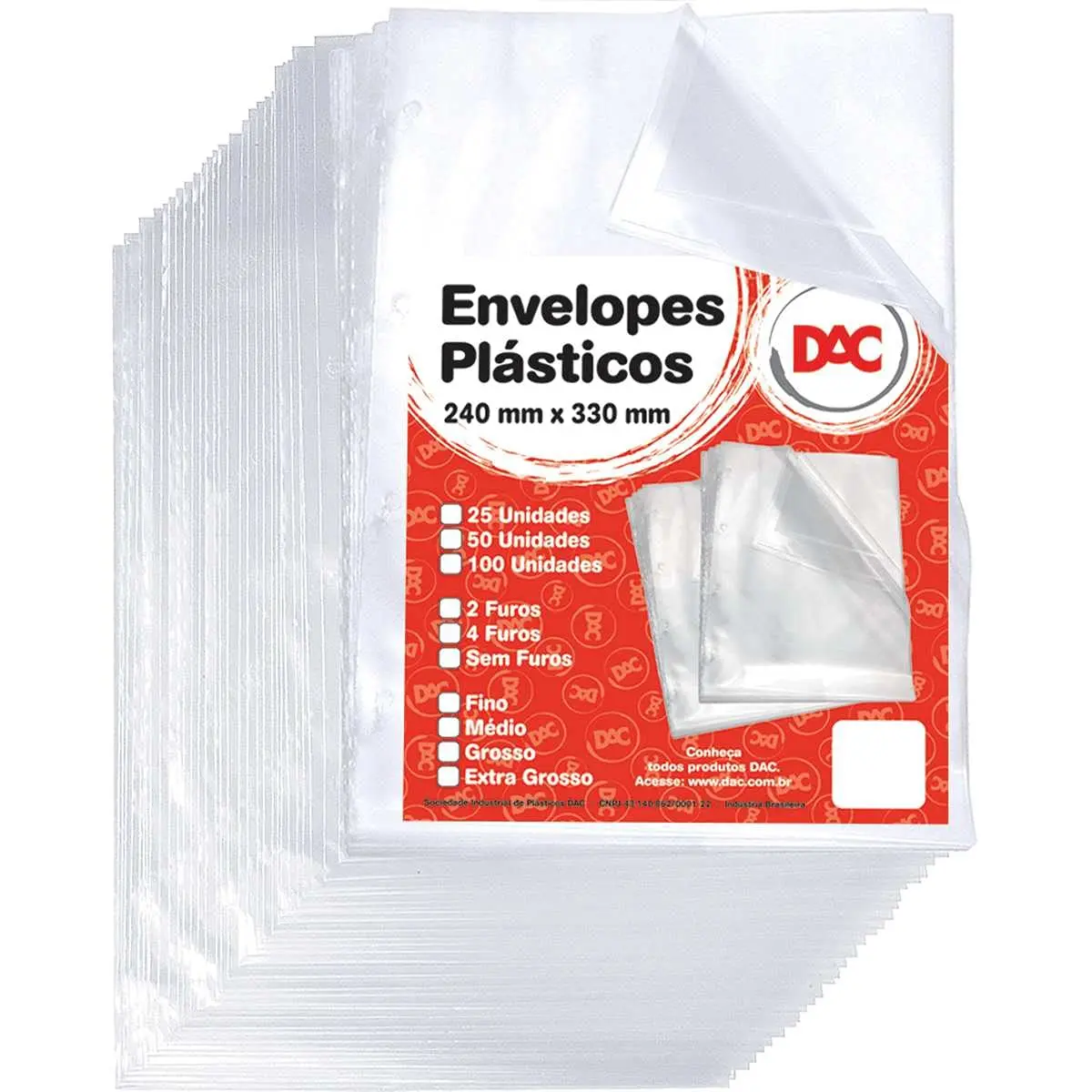 Blister Envelope Plástico Ofício com espessura Grossa e 4 Furos – 50 unid – 5076-50