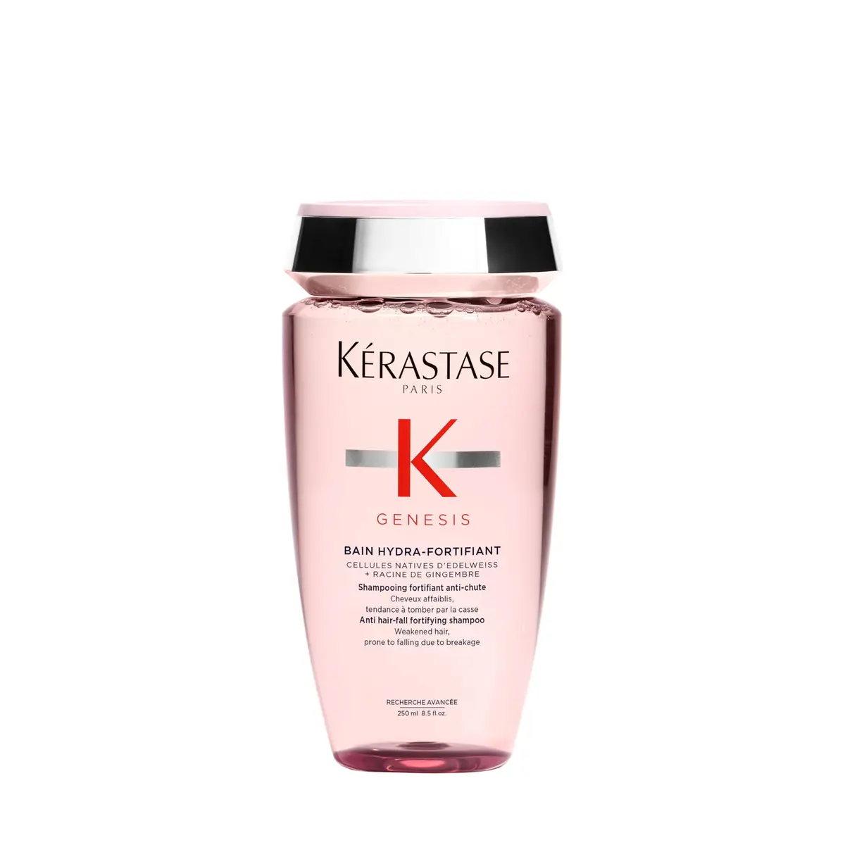 Kérastase Genesis Bain Hydra-Fortifiant Shampoo, Tratamento Fortificante Antiqueda por Quebra para Cabelos Finos e Oleosos, com Flor de Edelweiss e Raiz de Gengibre, 250ml