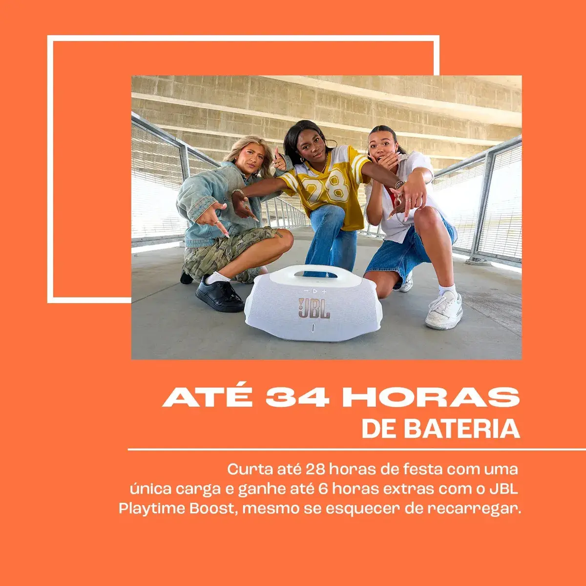 Caixa de Som Bluetooth À Prova D'água Boombox 4 JBL - Branca thumbnail 5