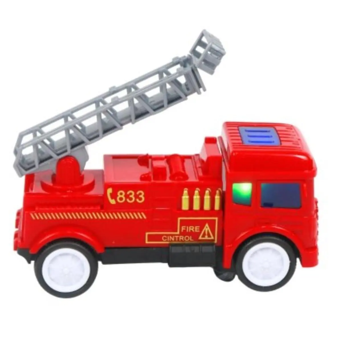 Caminhão de Bombeiro Infantil Bate e Volta com Escada Móvel 16 cm Carrinho de Resgate Brinquedo