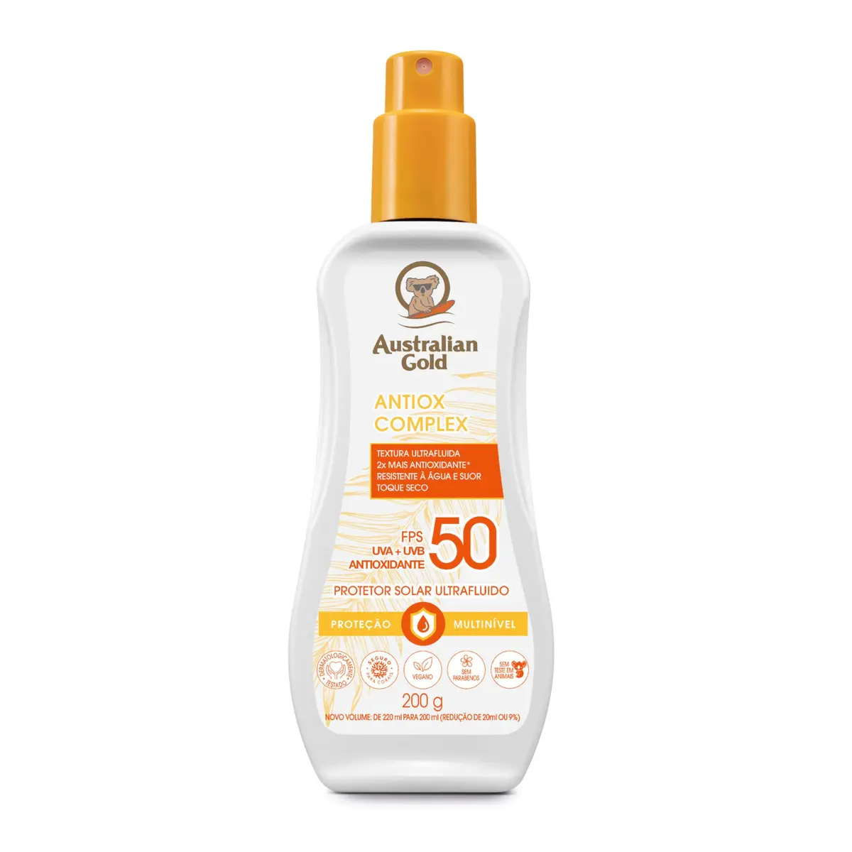 AUSTRALIAN GOLD PROTETOR SOLAR CORPORAL FLUÍDO FPS50 ANTIOX 200ml