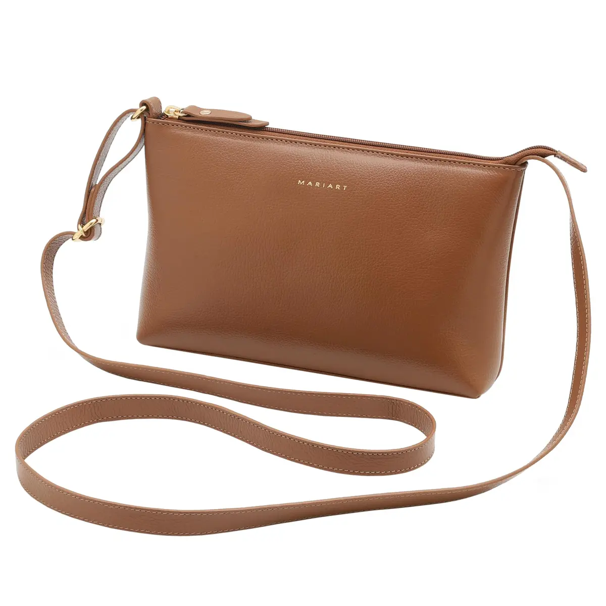 Bolsa Feminina Transversal de Couro Bovino Legítimo Mariart Salsa