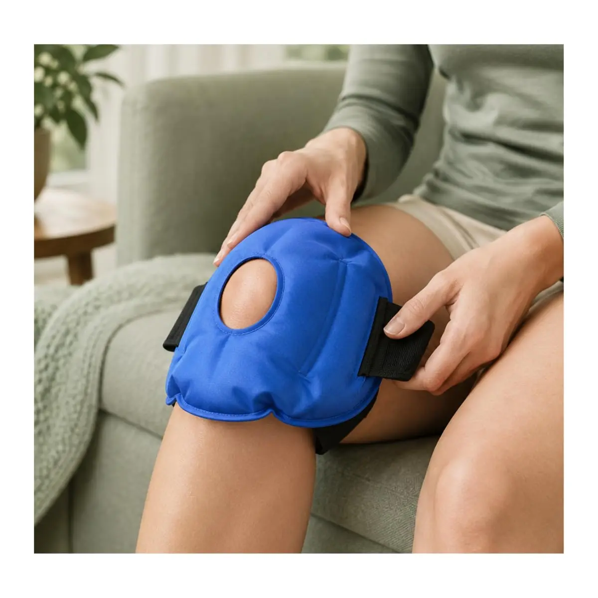 Bolsa Térmica para Joelho com Gel Fria e Quente Ajustável 1 Un | Gel Flexível Reutilizável, Terapia Fria ou Quente, Abertura para Patela, 20 x 23 x 1 cm, Revestimento em Nylon