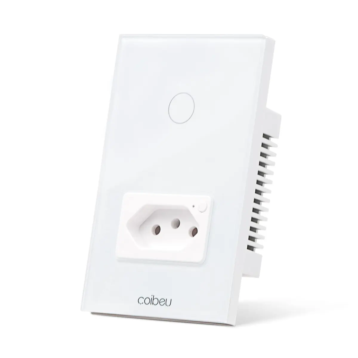 Interruptor Inteligente WiFi com Tomada, Interruptor Smart Sem Fio Doméstico Multifuncional, Controle Remoto de Eletrodomésticos Por Celulares, Branco, 1Botao, com neutro