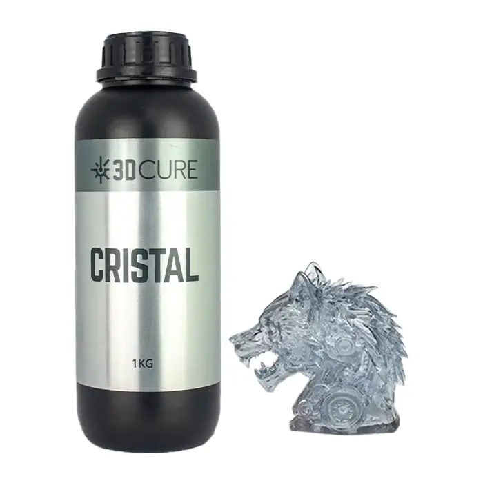 Resina 3D Cure Cristal Transparente - 1kg Com aspecto vítreo, resistente, baixo odor e fácil impressão - 1