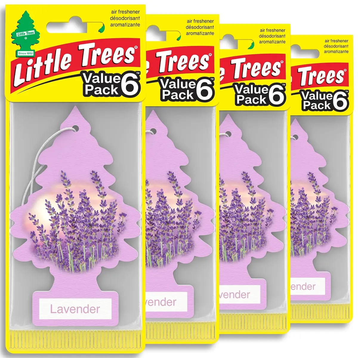 LITTLE TREES Ambientador de carro, 4 unidades (pacote com 6), lavanda