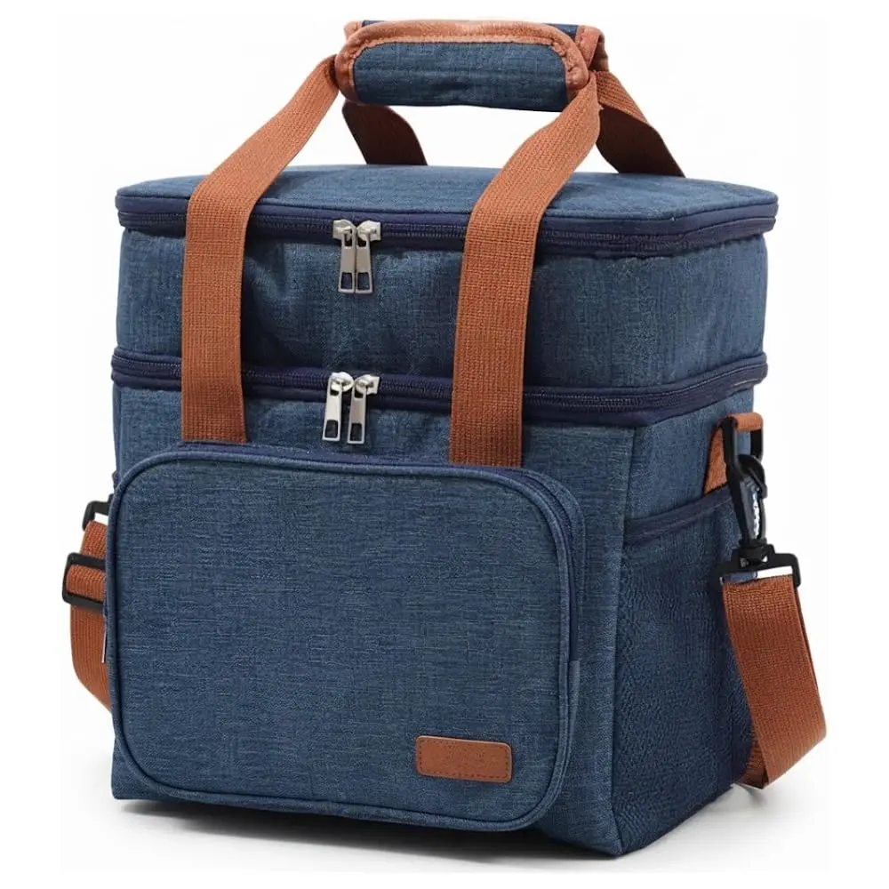 Bolsa Térmica Alça Transversal 2 Compartimentos À Prova de Vazamentos | Bolsa térmica com 2 compartimentos, alça transversal removível e design à prova de vazamentos