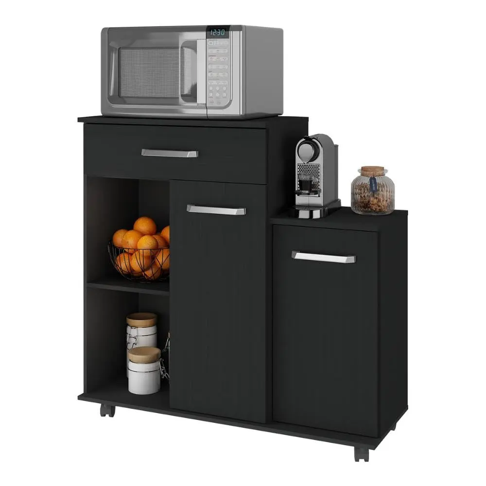Multimóveis Armário de Cozinha Balcão Multiuso para Microondas Mp2189 Preto 90 x 88 x 33 cm - 1