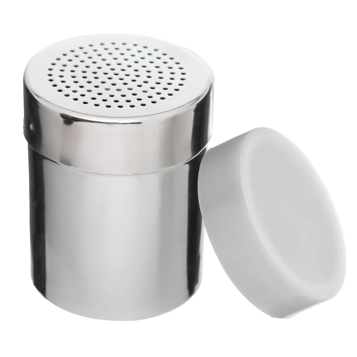 Polvilhador com Tampa Furo Pequeno Ø7,2cm x 10cm Aço Inox - Rojemac Profissional