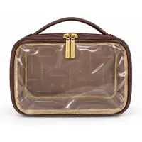 Necessaire transparente em couro e vinil para viagem e maternidade 15x23x9 Eloa - Café - 1