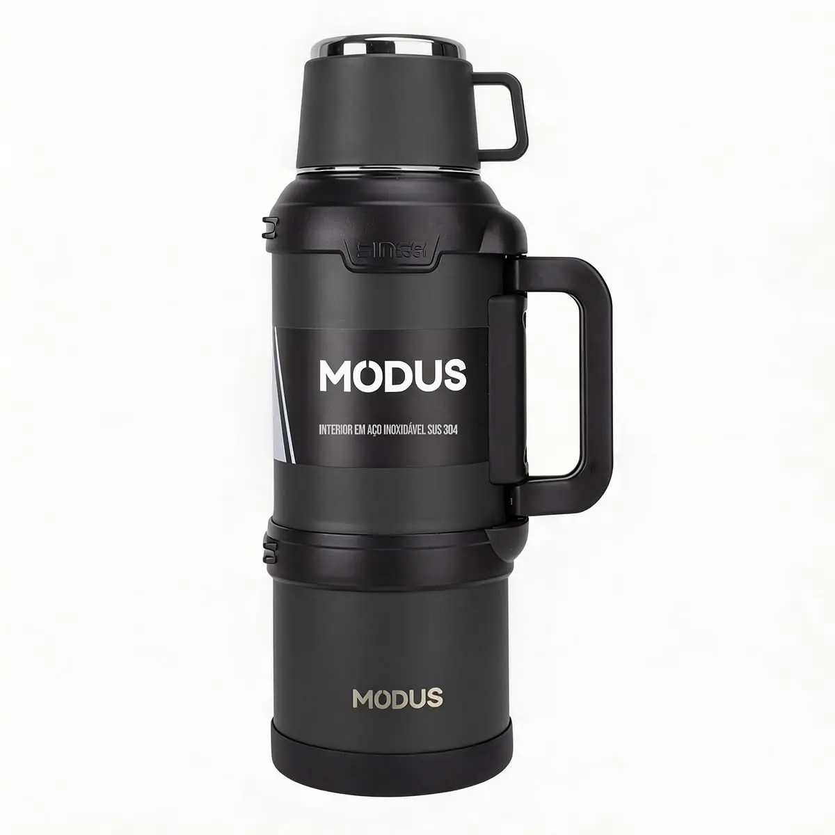 3600mL Garrafa Térmica De Aço Inox Grande Capacidade Preto | com Base Emborrachada Anti Derrapante e Alça Dobrável