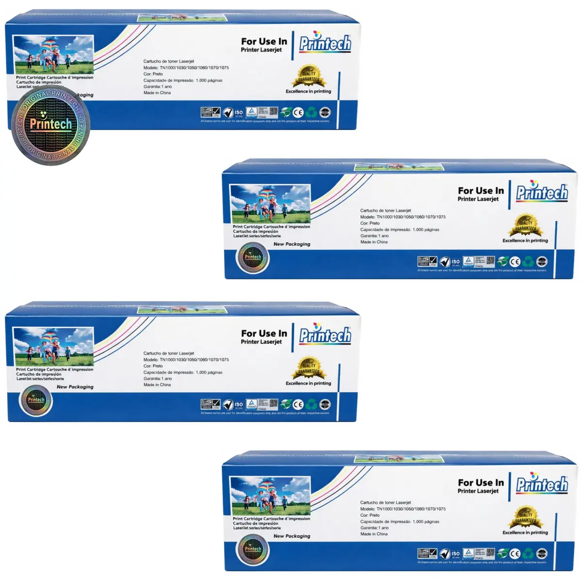 4x Toner TN1060 TN1000 Compatível Brother Printech | HL-1212W, HL-1202, DCP-1602, DCP-1512, DCP-1617 - 1