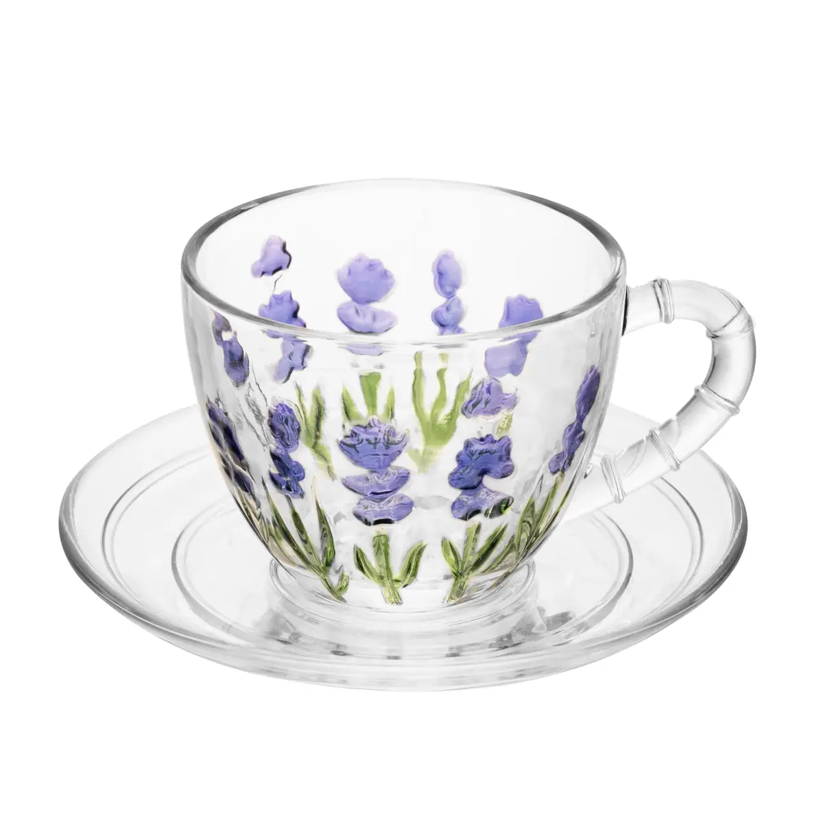 LYOR - Xícara de Café Lavanda Hand Painting 80ml Cristal