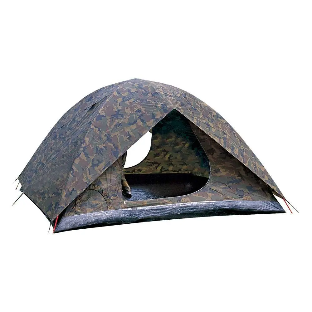 NTK Unissex, Barraca para acampamento leve com sobreteto completo Modelo Amazon com capacidade para 3 pessoas. Coluna d’água de 1.800mm. Modelo Iglu camuflada autoportante. Verde e Marrom
