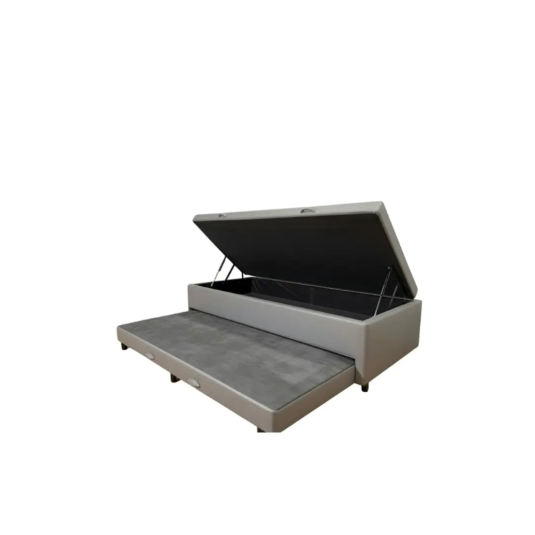 Cama Box Baú Solteiro com Auxiliar Conjugada | Pistão a Gás | Suporta Até 200kg | 188x88x42 | (CORINO CINZA)