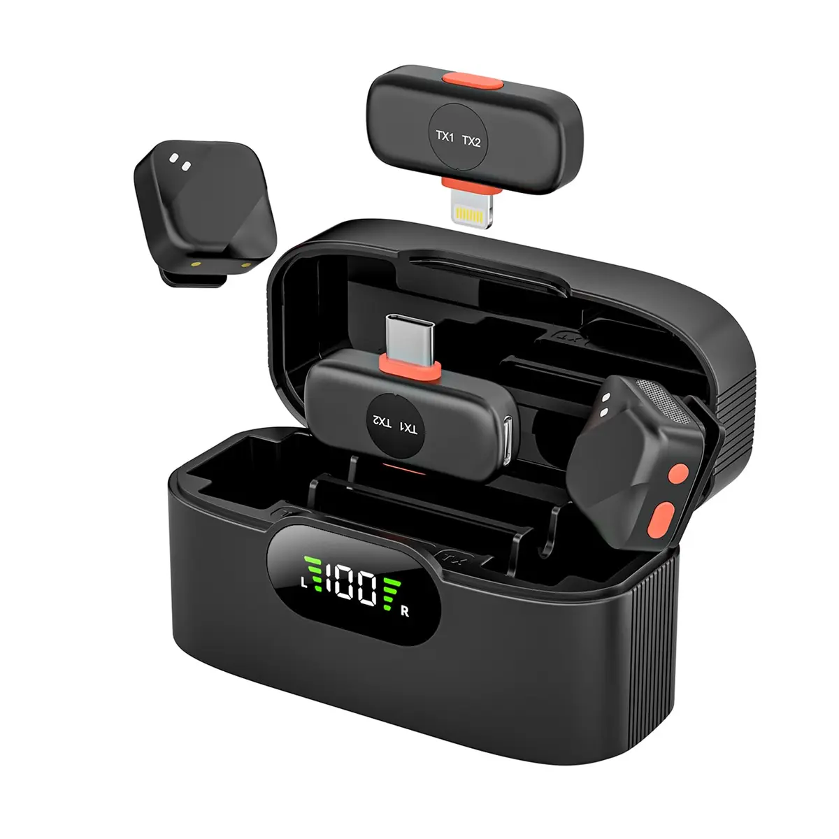 lapela Microfone sem Fio Fixação Latência <20 ms 30 m e Redução de Ruído | Ideal para transmissões ao vivo, entrevistas, vlogs e dublagem. Áudio sincronizado, conexão estável 2,5 GHz e bateria de 36 h