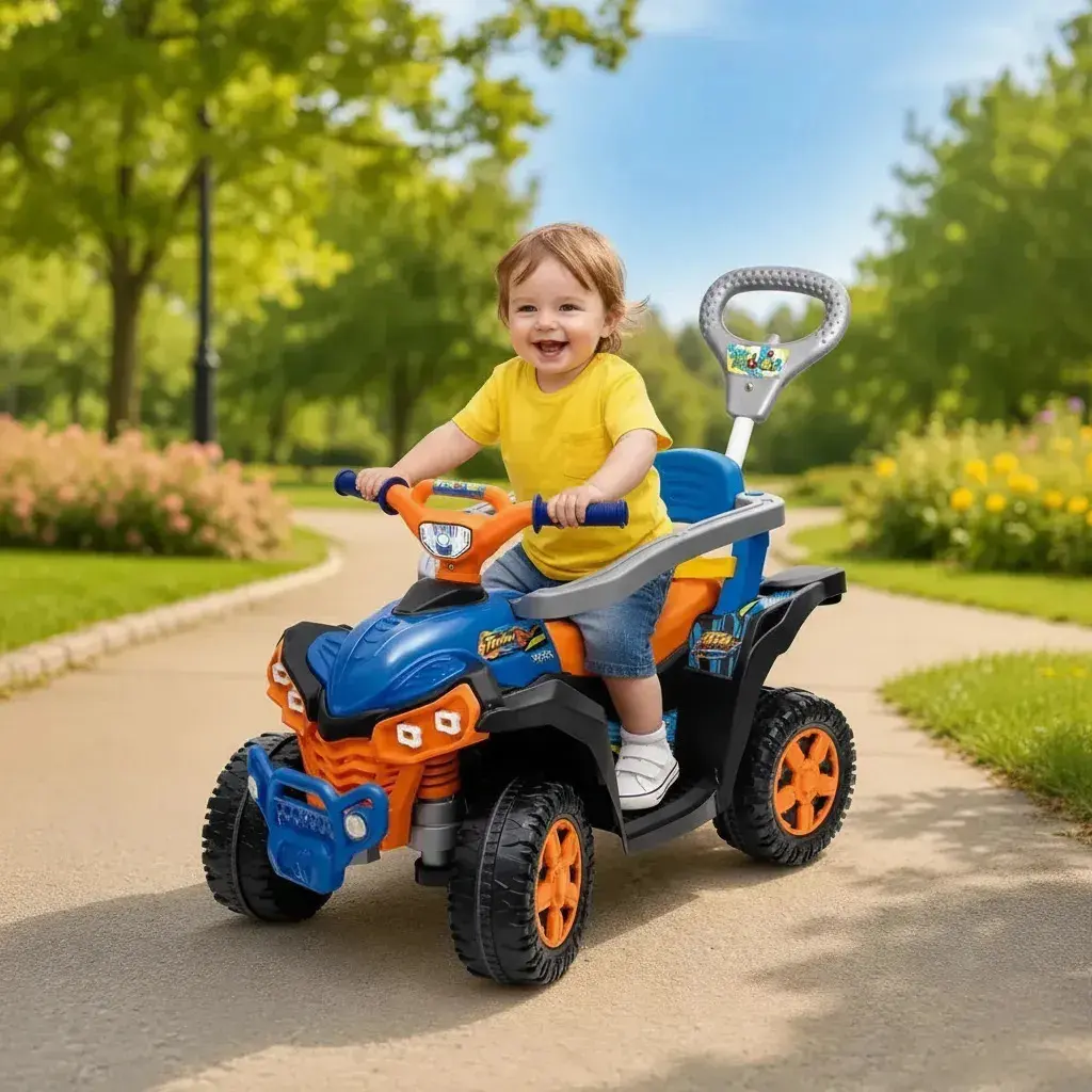 Carrinho De Passeio Wheels Quadriciclo Infantil Andador Empurrador Maral Baby Quad Laranja thumbnail 2