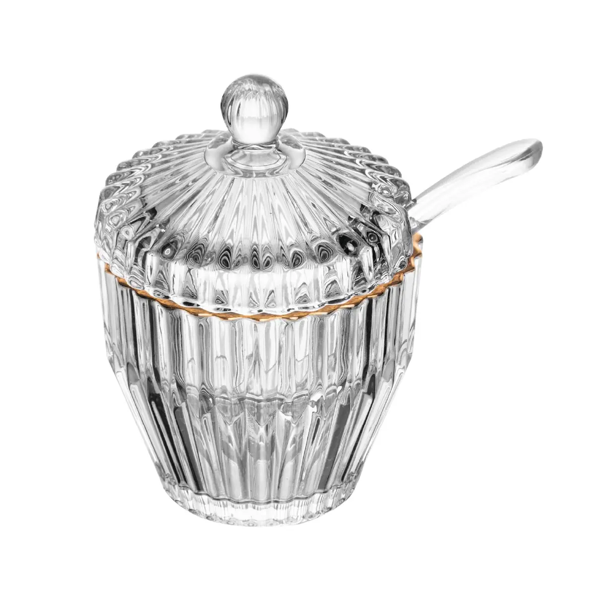 WOLFF - Açucareiro de Cristal com Fio de Ouro Imperatriz 8cm x 8cm x 11cm