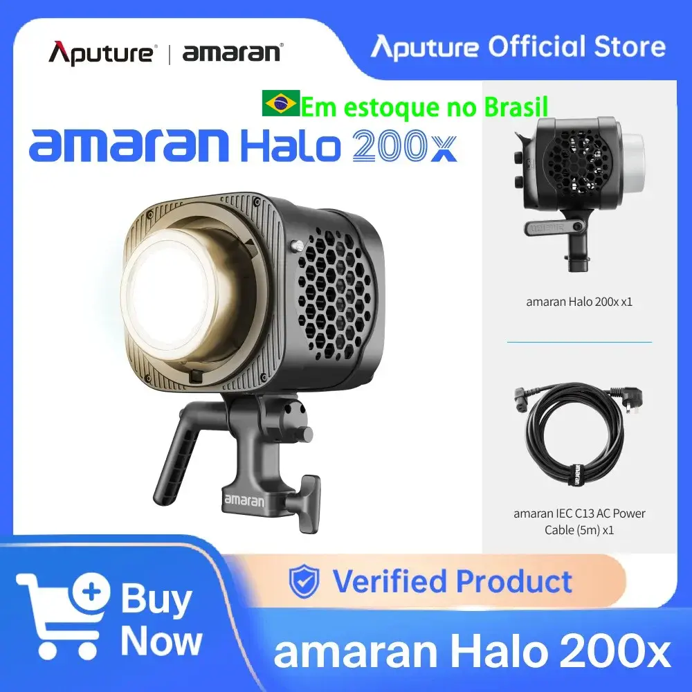 Luz Bi-color Ultra-Compacta Amaran Halo 200x 300x 2700K a 6500K com Controle por Aplicativo Amaran para Estúdios Domésticos e Salas de Transmissão ao Vivo