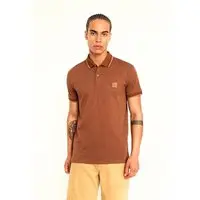 Polo Masculina com Logo e Frisos Colcci Marrom Carvalho