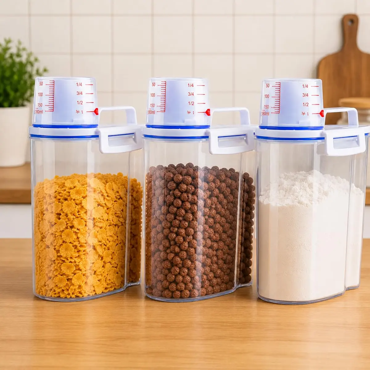 Kit 3 Unids Potes Herméticos 2,5 Litros Organizador Para Cozinha e Lavanderia - 1