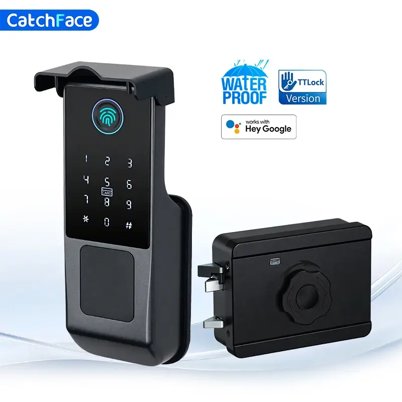 Fechadura inteligente para portas, com tecnologia TTLock, versão para o mercado saudita, eletrônica, com leitor de impressão digital, à prova d'água, para uso externo, com código de acesso, cartão RFID e sem necessidade de chave.