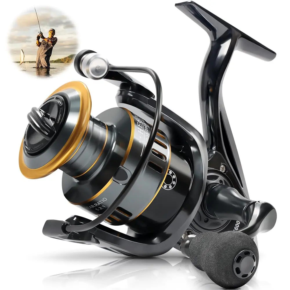 Molinete de Pesca Sports Carretel de Arremesso Longo, Perfil Baixo, 5.2:1 - 1