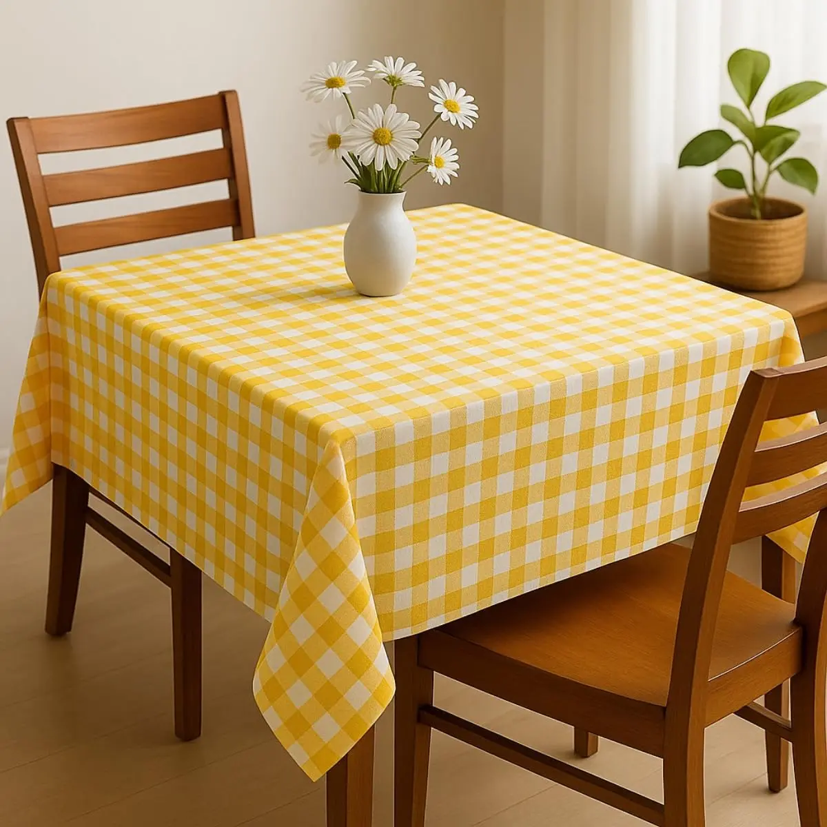 Toalha de Mesa Xadrez Retangular Ideal para Casa Apartamento Airbnb 1m x 1,50 (AMARELO)