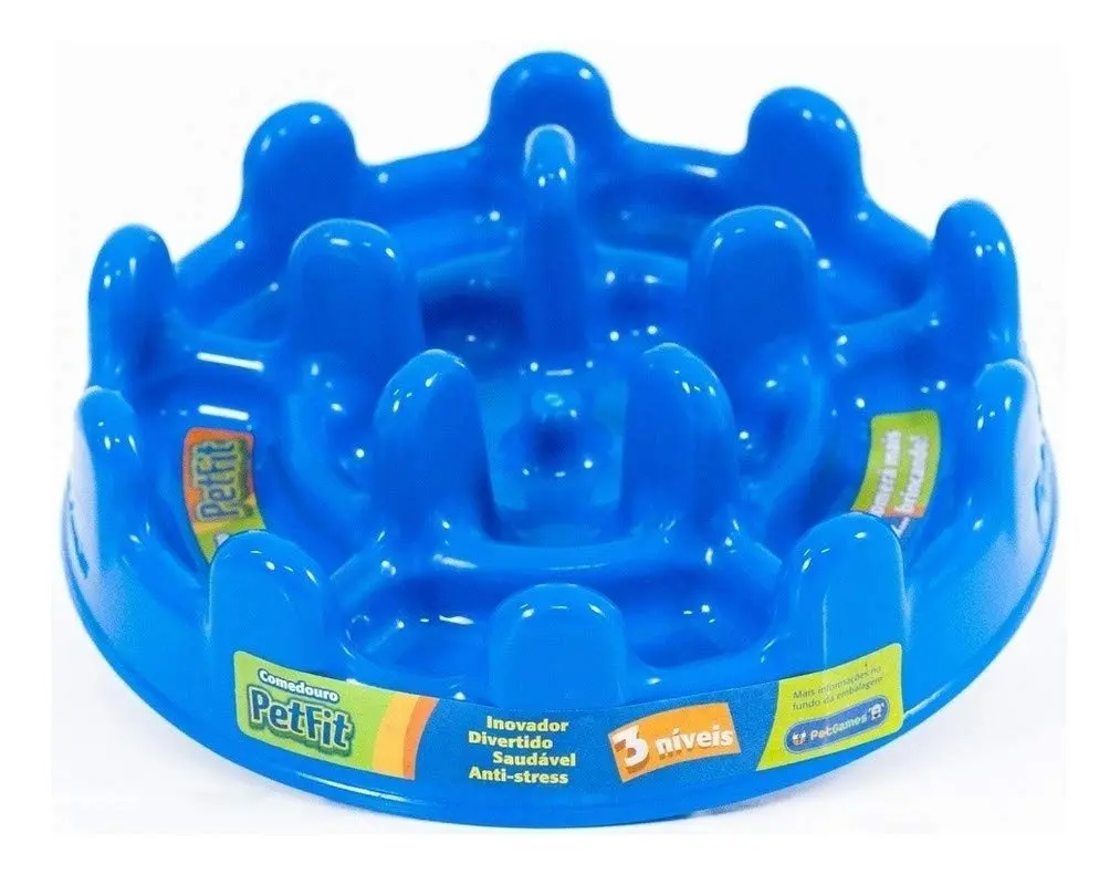 Pet Games Comedouro Lento Funcional Pet Fit Azul Para Cães - 1
