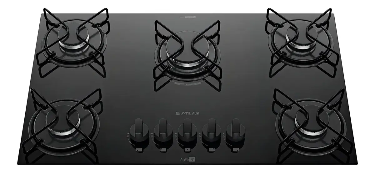 Cooktop 5 Bocas A Gás Atlas Agile Up Mega Chama Preto