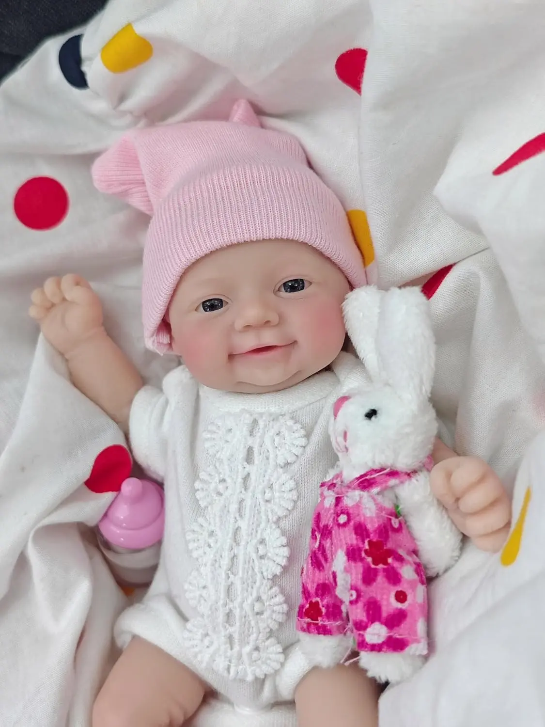 Bebê Reborn Silicone Sólido Boneca Menina Molinho Olhos Azuis 20cm | Pode Tomar Banho - 1